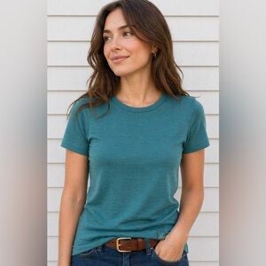 WoolX Australian Merino Wool Blend Short Sleeved Top Teal Lightweight Size Small